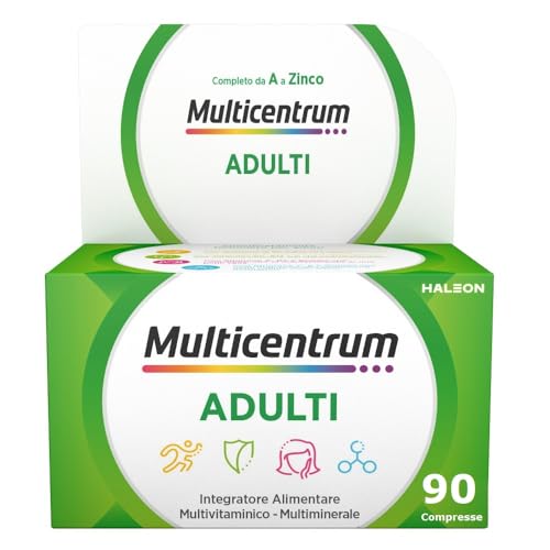 Multicentrum Adulti Integratore Alimentare Multivitaminico Completo Con Vitamina B, D E C, Combatte Stanchezza E Affaticamento, 90 Compresse