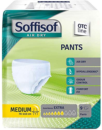 Soffisof Pannoloni Mutandina Assorbenza Extra Air Dry Pants, Taglia Media, 9 Pezzi