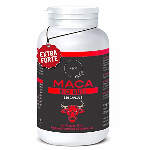 Mekià® Tribulus Terrestris E Maca Peruviana Nera Con L Arginina. Integratore Uomo Alte Prestazioni + Vitamine B + Zinco, Boost Testosterone .Increment
