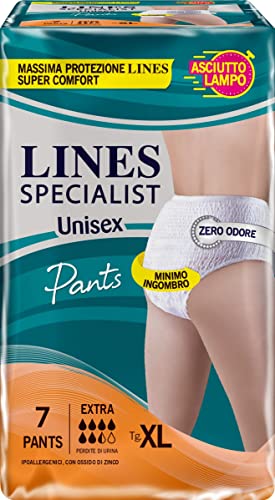 Lines Specialist Pants Unisex Extra, Assorbenti Uomo E Donna Per Incontinenza Urinaria, Taglia Xl, Confezione Da 7 Pannoloni, 1 X 510 G