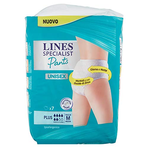 Lines Specialist Pants Unisex Plus, Taglia M, 7 Assorbenti Per Incontinenza Uomo E Donna