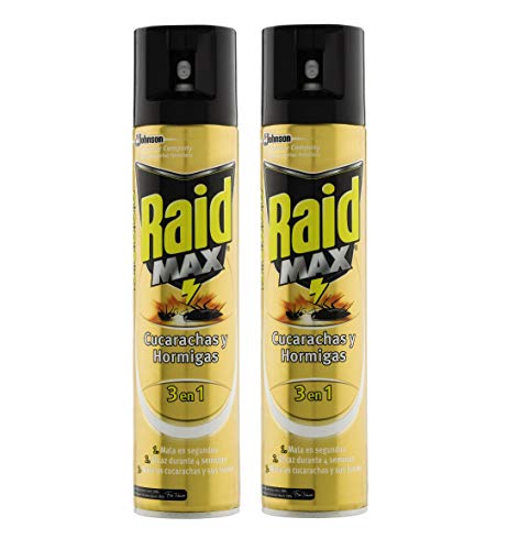 Raid Max – Scarafaggi E Formiche 3 In 1 – Mata Las Scarafaggi Y Sus Uova – 300 Ml – [Confezione Da 2]