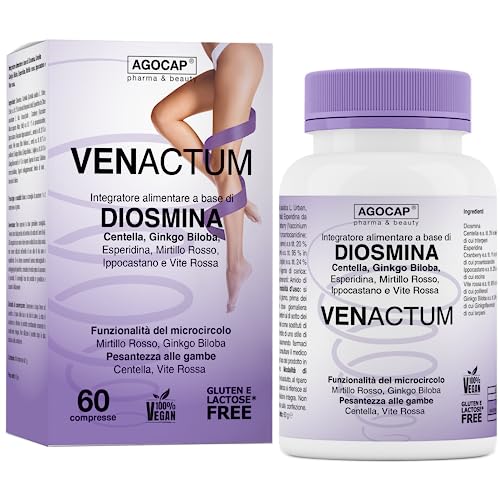 Diosmina Ed Esperidina, Integratore Circolazione Gambe A Base Di Mirtillo Rosso, Gingko Biloba E Centella Asiatica. Venactum 60 Compresse, Utile Per C