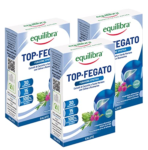 Equilibra Integratori Alimentari, Top Fegato, Integratore Depurativo Fegato Per La Normale Funzione Epatica, Con Aloe Vera, Cardo Mariano, Colina, Car