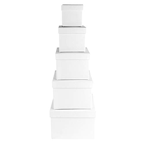 Ideen Mit Herz Scatole Regalo Con Coperchio | Set Da 5 Pezzi | 5 Diverse Misure Tra Loro Da Grandi A Piccoli | In Cartone Robusto | Ideali Per Complea