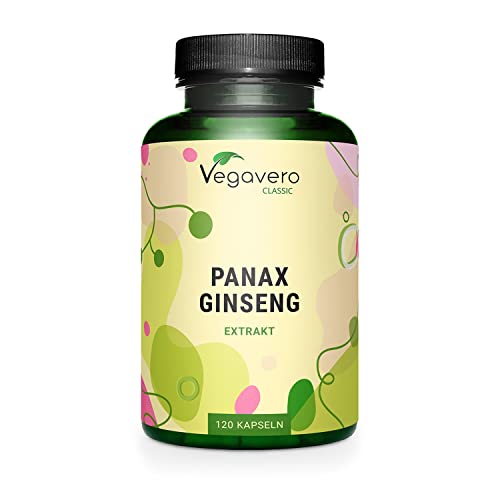 Panax Ginseng Coreano Vegavero® | 4800 Mg | Con 120 Mg Di Ginsenosidi | Contro Stanchezza Fisica E Mentale | 120 Capsule | Vegan