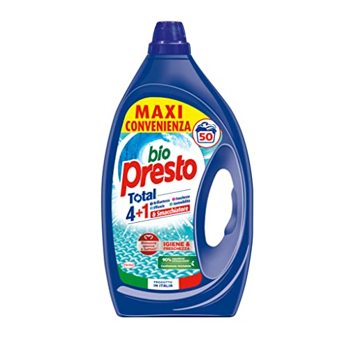 Bio Presto Liquido Igiene & Freschezza Detersivo Lavatrice Liquido, Nuova Formula Con Smacchiatore, Confezione Da 50 Lavaggi