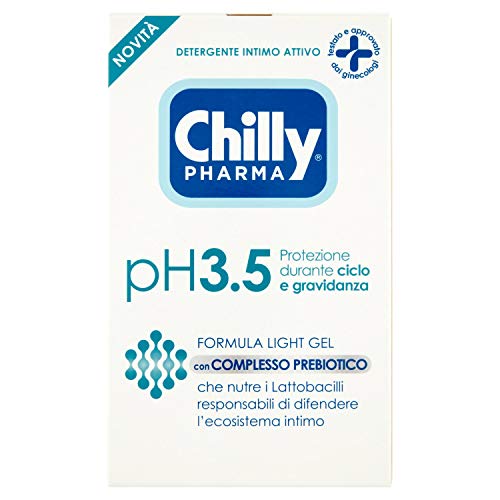 Chilly Pharma Detergente Intimo Gel, Detergente Per L'Igiene Intima Ciclo E Gravidanza, Formula Con Light Gel, Azione Di Difesa E Protezione, Ph 3.5,