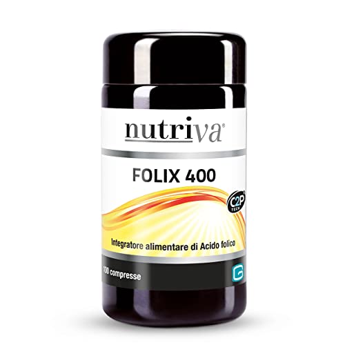 Nutriva Folix 400, Integratore Alimentare A Base Di Acido Folico. Integratore Per Donne, Utile Per Stanchezza E Affaticamento. Utile In Gravidanza. 10