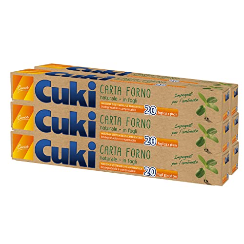 Cuki Carta Forno Naturale In Fogli 33 X 38 Cm - 6 Confezioni Da 20 Fogli