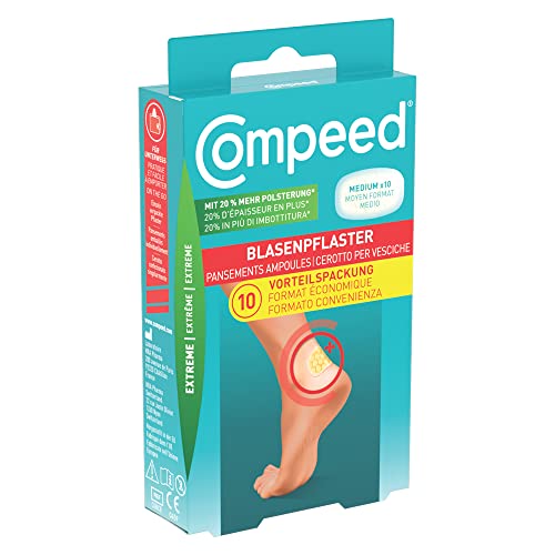 Compeed Cerotti Per Vesciche. Lunga Durata E Resistenti All'Acqua. Per Vesciche Medie O Grandi, 10 Cerotti. Pack 100% Plastic Free