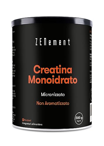 Zenement Creatina Monoidrata In Polvere Pura Al 100%, Integratore Per Allenamento, Sport, Palestra E Pre Workout - Include Dosatore - 100% Vegan - A B