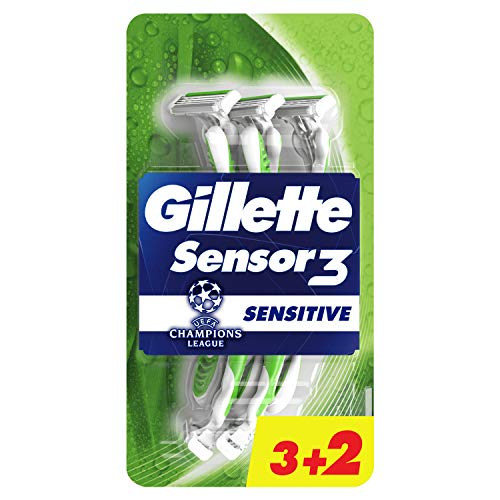 Gillette Sensor3 Sensitive Lamette Da Uomo Usa E Getta, 5 Lamette Il Pacchetto Può Variare