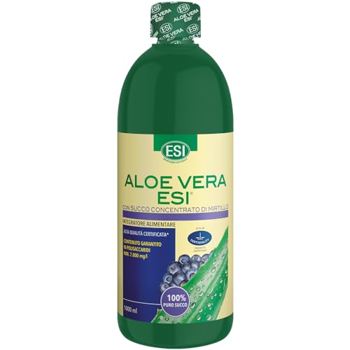 Esi - Aloe Vera, Integratore Alimentare Con Succo Concentrato Di Mirtillo, Per Il Benessere Del Sistema Digerente, Ricco Di Vitamine A E C, Senza Glut