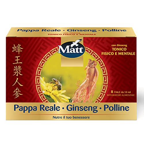 Matt, Pappa Reale Ginseng E Polline, Tonico Fisico E Mentale, Integratore Alimentare Senza Glutine Utile In Caso Di Stanchezza Fisica E Mentale, Confe