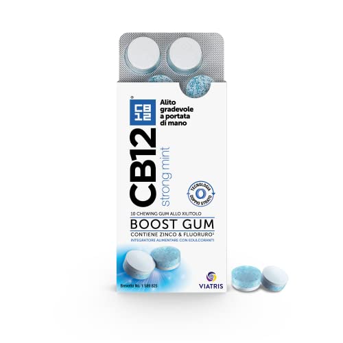 Cb12 Boost Strong Mint Gomme Da Masticare Per Prevenire L'Alito Cattivo E Migliorare L'Igiene Orale,10 Chewing Gum - 20 Gr