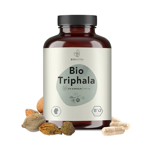 Bionutra® Triphala Capsule Bio (270 X 600 Mg) | Qualità Tedesca | 100% Biologico | Confezione Da 4 Mesi | Vegano | Senza Lattosio E Glutine | Senza Ad