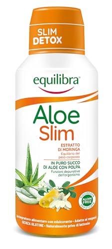 Equilibra Integratori Alimentari, Aloe Vera Slim, Integratore A Base Di Aloe Vera Ed Estratto Di Semi Di Moringa, Per L'Equilibrio Del Peso Corporeo,