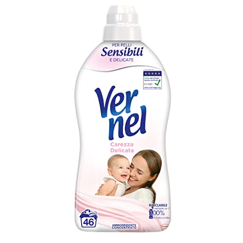 Vernel Carezza Delicata, Ammorbidente Lavatrice Concentrato, Pelli Sensibili E Delicate, Senza Coloranti, Confezione Singola Da 46 Lavaggi