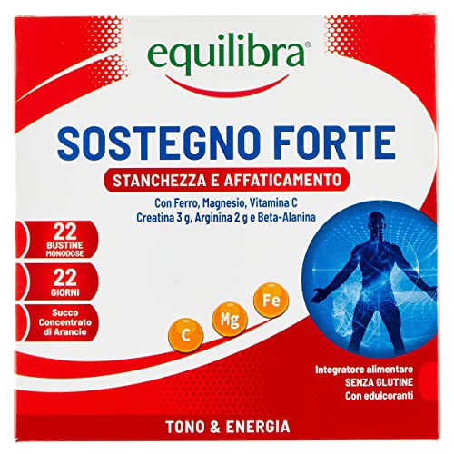Equilibra Integratori Alimentari, Sostegno Forte, Integratore Con Creatina, Arginina, Vitamine C, B1, Per Incrementare Le Prestazioni Fisiche, Con Suc