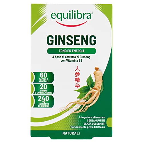 Equilibra Integratori Alimentari, Ginseng, Integratore A Base Di Ginseng E Vitamina B6, Contro La Stanchezza Fisica E Mentale, Per Il Normale Metaboli