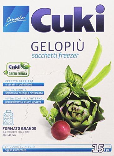 Cuki - Sacchetti Freezer Gelopiù, Formato Grande (29X42Cm) - 3 Confezioni Da 15 Pezzi [45 Pezzi]