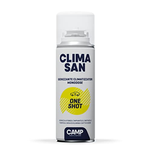 Camp Climasan One-Shot, Igienizzante Monodose Per Climatizzatori D’Auto, Igienizza A Fondo Impianto E Abitacolo, Neutralizza I Cattivi Odori, 200 Ml