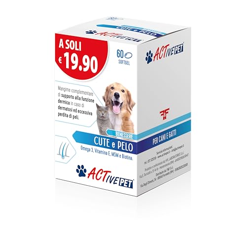 Active Pet Cute E Pelo, Mangime Complementare Di Supporto Alla Funzione Dermica In Caso Di Dermatosi Ed Eccessiva Perdita Di Peli, Per Cani E Gatti -