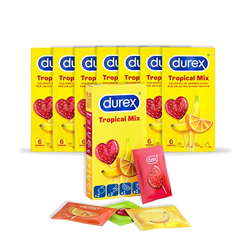 Durex Tropical Preservativi Aromatizzati Alla Frutta (Banana, Mela, Fragola E Arancia), 48 Profilattici, Maxi Formato (Pack Of 48)