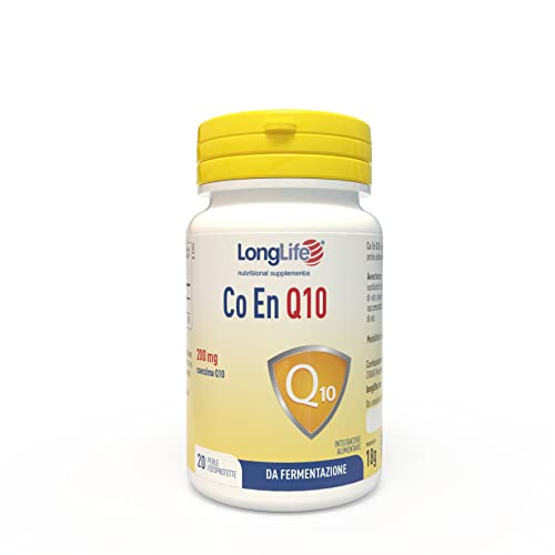 Longlife® Co En Q10 200Mg | Coenzima Q10, Ubidecarenone Puro | Alto Dosaggio E Vitamina E | Da Fermentazione Biologica | 20 Perle Fotoprotette | Senza
