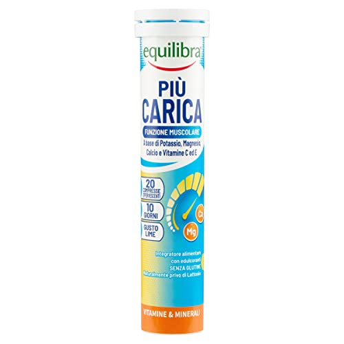 Equilibra Integratori Alimentari, Più Carica, Integratore Per La Normale Funzione Muscolare, Con Potassio, Magnesio, Calcio, Vitamina C E Vitamina E,