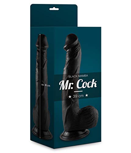 Mr. Cock Black Mamba - Dildo Gigante Con Testicoli E Ventosa Molto Forte, 36 Cm