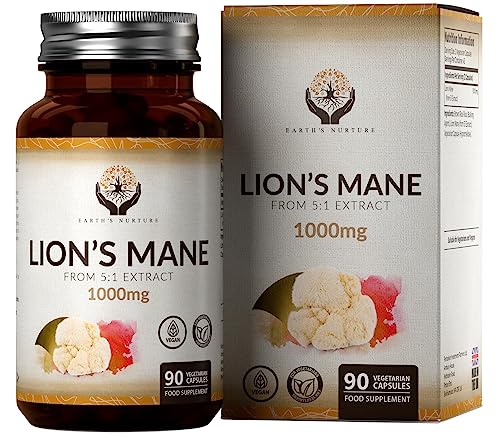 En Lions Mane | 1000Mg Lion'S Mane Per Dose | Alta Potenza Fungo Criniera Di Leone - 90 Lion Mane Mushroom Capsules | Non-Ogm, Senza Glutine E Allerge