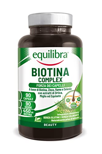 Equilibra Integratori Alimentari, Biotina Complex, Benessere Di Capelli E Unghie, Integratore Altodosato A Base Di Biotina, Zinco, Rame, Selenio, Estr