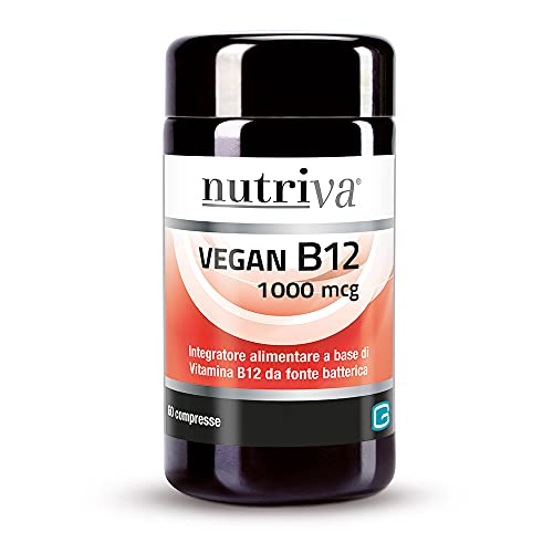 Vitamina B12, Cianocobalamina, Integratore Alimentare, Anemia, Sistema Immunitario E Nervoso, Circolazione, Nutriva, 60 Compresse (2 Mesi), Vegan