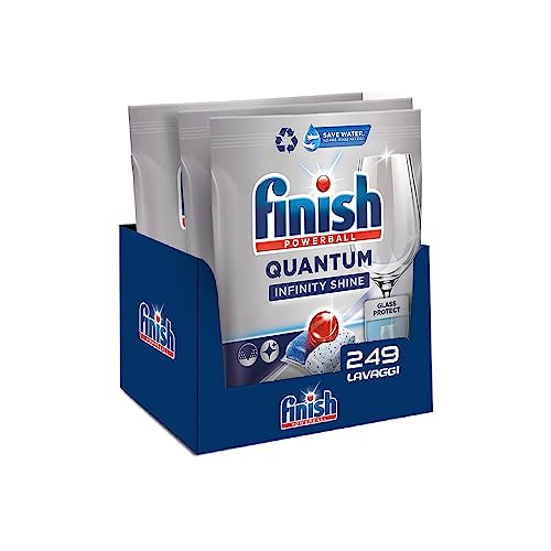 Finish Quantum Infinity Shine Pastiglie Lavastoviglie, 249 Capsule, Per Una Pulizia Profonda E Stoviglie Brillanti