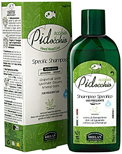 Helan, Occhio Al Pidocchio, Shampoo Pidocchi, Specifico Trattamento Pidocchi E Lendini Forte, Per Pelle Sensibile, Con Oli Vegetali Andiroba E Neem E