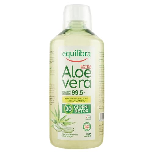 Equilibra Integratori Alimentari, Aloe Vera Extra 99,5%, Da Bere Puro O Diluito, Aloin Free, Detox, Pura Polpa, Senza Aggiunta Di Acqua, Prodotto Vega