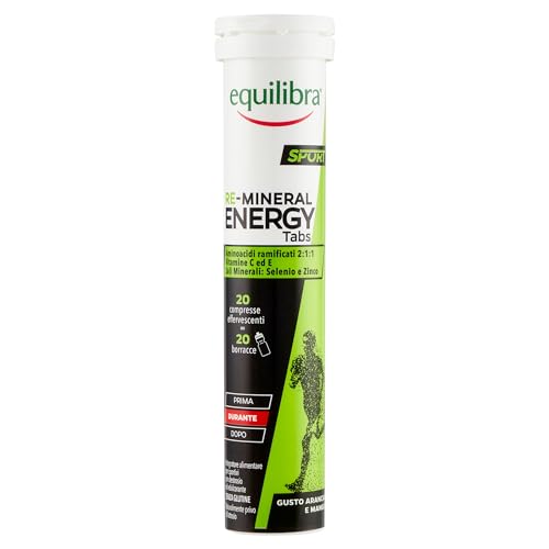 Equilibra Integratori Alimentari, Re-Mineral Energy Tabs, Integratore Per Sportivi, Con Aminoacidi, Sali Minerali, Magnesio, Calcio, Zinco, Selenio, V