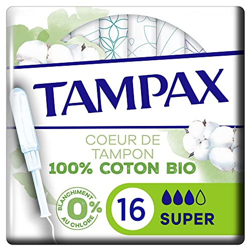 Tampax - Organic Super Tampon - 16 Pezzi, Color Multicolore, Super, 137 G