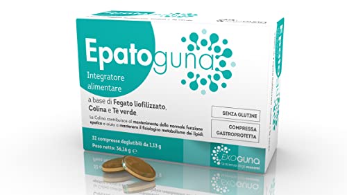 Exoguna Epatoguna 32 Compresse Deglutibili - Integratore Alimentare A Base Di Fegago Liofilizzato, Colina E Te' Verde -