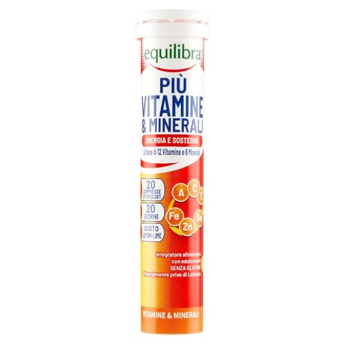 Equilibra Integratori Alimentari, Più Vitamine E Minerali, Integratore Multivitamine Con 12 Vitamine E 6 Minerali Per Efficienza E Vitalità, Gusto Lem