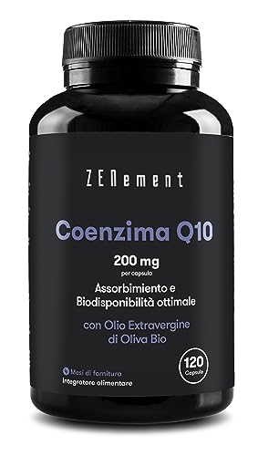 Coenzima Q10 200 Mg - Ubichinone Puro Al 100% - 120 Capsule Vegane Di Coq10 Ad Alto Dosaggio - Fornitura Di 4 Mesi - Ubichinone Fermentato Naturalment