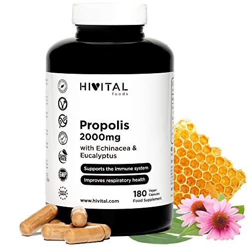 Propoli 2000 Mg. 180 Capsule Vegane Per 6 Mesi. Estratti Di Propoli Con 10% Di Galangina, Echinacea Con 4% Di Polifenoli Ed Eucalipto. Per Il Sistema