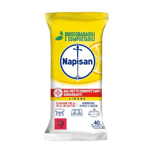 Napisan Salviette Disinfettanti Sgrassanti, Limone, Confezione Da 40