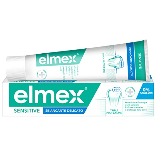Elmex Dentifricio Sbiancante Delicato Denti Sensibili Sensitive 1 Confezione Da 75 Ml I Con Fluoruro Amminico I Denti Più Bianchi I Rimozione Delle Ma