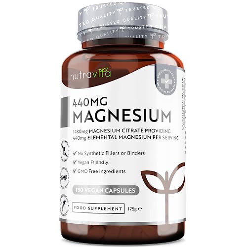 Nutravita Magnesio Citrato 1480 Mg - 440 Mg Di Magnesio Elementare Per Dose - 180 Capsule Vegane