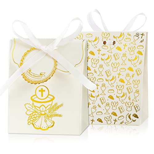 50Pz Bomboniere Comunione Scatoline Portaconfetti Prima Comunione Bambini Bigliettini Nastri Scatole Da Regalo Segnaposto Decorazione Fetsa Stampa Cal