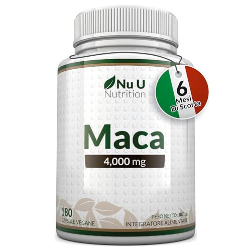 Radice Di Maca Peruviana Nera 4000Mg - 180 Capsule Vegane - 6 Mesi Di Durata - 130Mg Di Maca Andina Per Capsula - Integratore Per Uomini E Donne - Nu