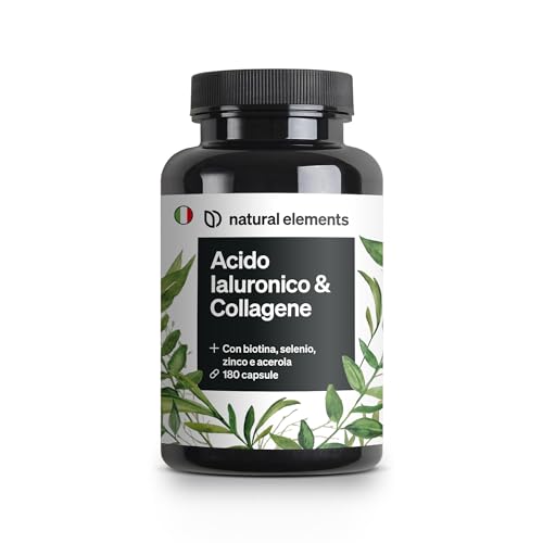 Collagene E Acido Ialuronico Integratore – 180 Capsule – Con Vitamina C, Biotina – 1000Mg Collagene Idrolizzato + 200Mg Acido Ialuronico – Prodotto Te